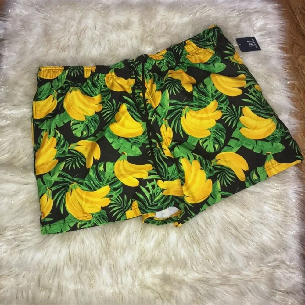 NWT men’s banana print swim shorts 2x yellow